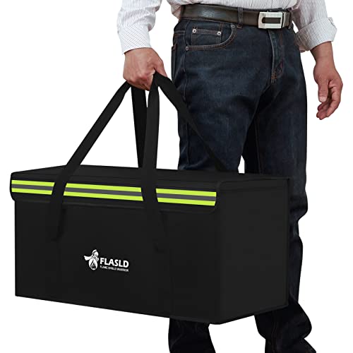 FLASLD Large Fireproof Lipo Bag for 200Ah Lithium Battery Storage and Charging, 22 x 9 x 9.5in E-bike Battery Bag Waterproof Box for Documents and Valuables - color: 22 x 9 x 9.5inch