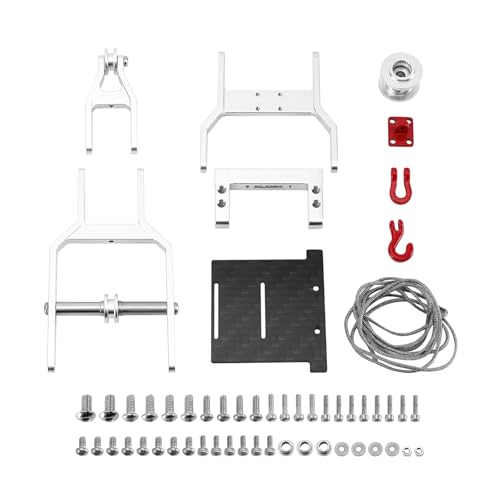 INJORA Tow Truck Crane Kit & 7KG INJS2065-360 Winch Servo for 1/24 SCX24(Silver) - color: Silver