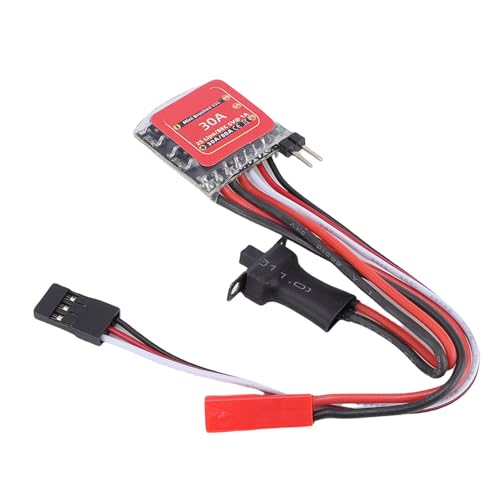 Changor 30A Mini Brush ESC Powerful Brushed Electronic Speed Controller with Brake for 1/16 1/18 /24 RC Cars Boats Compact Design (53T) - size: 53T