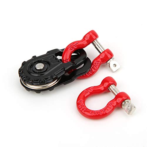 Acouto Equipment Three Piece Set Rc Steel Rope Pulley Lock Sleeve for Rc Model Car Climbing Vehicle Rc Crawler Accessories 1 10 Scale Snatch Block Winch Tow Strap Hook Trailer Stra
