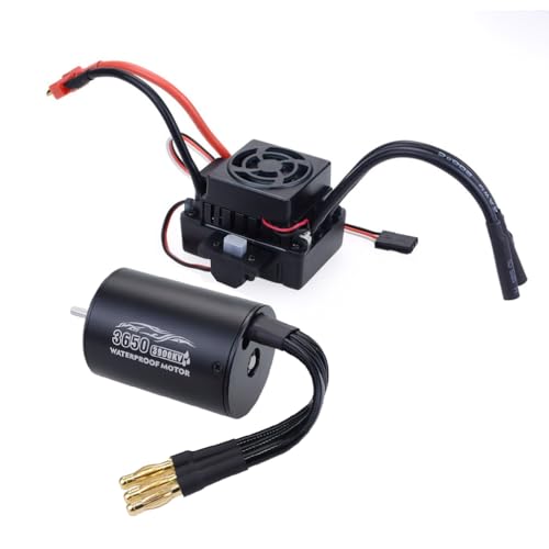 Waterproof 3650 3900KV Brushless Motor with 60A ESC Program Card Combo for 1/10 RC Car Truck Toy - color: Black-2