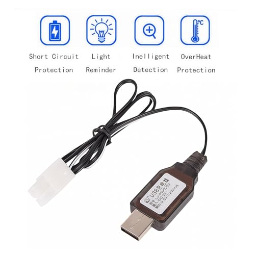 9.6v Battery Charger with KET-2P Standard Tamiya Connector 200mA for 9.6V (8S) NiMH/NiCd Battery Packs RC Car Truck Nerf Rival
