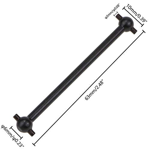 Front/Rear Center Driving Dogbone Shaft 08061 63MM #45 Steel Silver Iron Black for 1/10 RC Hobby Model Car HPI HSP,COJOYS,4PCS (Black)