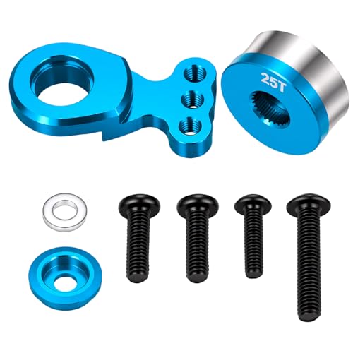 RC 25T Servo Saver Aluminum 3 Holes Adjustable Hi-Torque Servo Horn Servo Saver Compatible with Tamiya TT02 TT02B 1/10 RC On Road Touring Car Upgrade Replacement Parts (Blue) - color: Blue