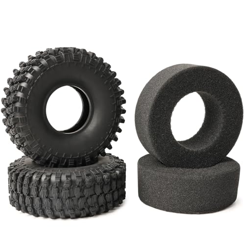 Soft 1.9 RC Crawler Tires with Foam Inserts for Traxxas TRX4 Axial SCX10 III/II Redcat Gen8 Vanquish VS4-10/H10/F10 RC4WD HPI 1/10 RC Rock Crawlers Trail Trucks RC Climbing Tyres - size: 1.9 rc crawler tires