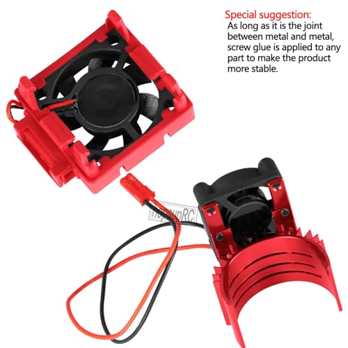 VXL-3s High Velocity Fan Heatsink Set Upgrades Part for 1/10 Slash/Rustler/Stampede VXL 4X4 2WD, ESC Motor Cooling Fan Hops Up,Red - color: Red/(for 2wd 4wd)
