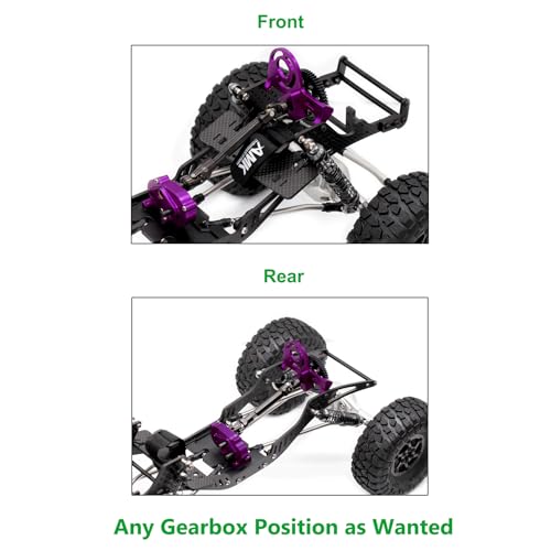AMK 1/10 Transmission 30% OD Transfer Case Forward Motor Mount with Delrin Spur Gear for 1/10 RC Crawler Axial SCX10 II Element Enduro DIY LCG Chassis SCX10 Upgrades (Purple) - color: Purple