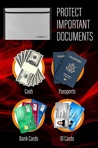 Fireproof Cash Envelope - Fast, Compact Protection for Valuables | 8 x 5 Inch, 2000°F Rated - Zippered Water-Resistant Pouch Keeps Cash, Passports, Jewellery and Small Documents Together - style: Travel Wallet