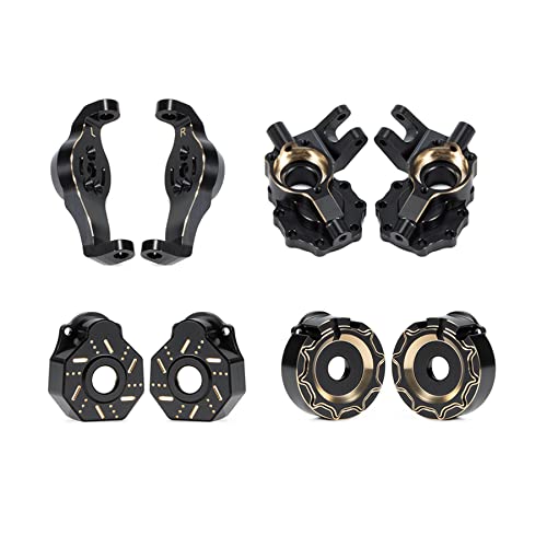 Black Brass Rear Inner Portal Cover Housing,Rear Axle Steering Knuckle Portal Cover,C-Hub Carrier Cover Compatible with Traxxas TRX4 TRX6 1/10 RC Crawler Car Upgrade Parts(4-in-1 Brass Counter Weight)