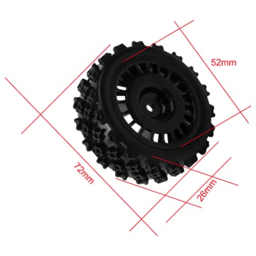 1/10 RC Rally Car Wheels Rims & Rubber Tires 12mm Hex Drive Hub for Tamiya TT-01 TT-02 TT-01E XV-01 DF-03 HPI HSP (Black) - color: Black
