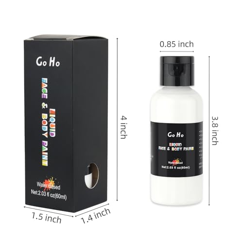 Go Ho Liquid White Face & Body Paint - Water Based, Special FX & Halloween Makeup - color: White