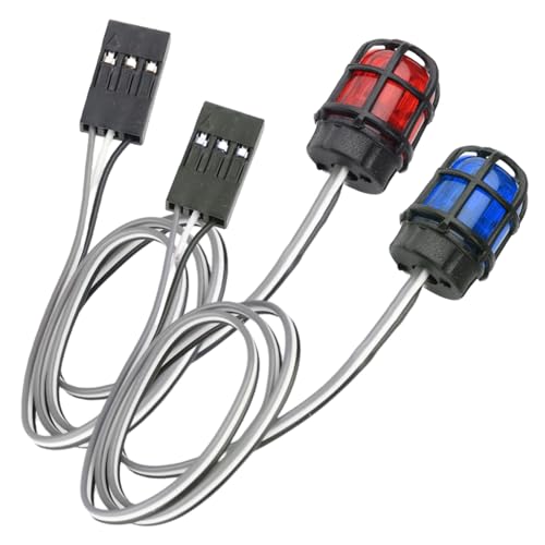 HobbyPark RC LED Flash Lights Alarm Lamp Flashing Rotating Beacon Light DC 5–6V Compatible with 1/10 TRX4 SCX10 RC Crawler Car 1/14 Tamiya Tractor RC Truck (Red and Blue Lights) - color: Red and Blue Lights