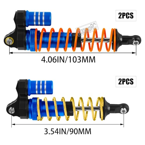Upgrades Part Front Rear Assembled Full Metal Shocks Aluminum Big Bore RC Shocks Absorber Damper for 1/10 Slash/Rustler/Stampede/Bandit 4X4 4WD 2WD(VXL).Navy Blue(4PCS) - color: Blue(4PCS)