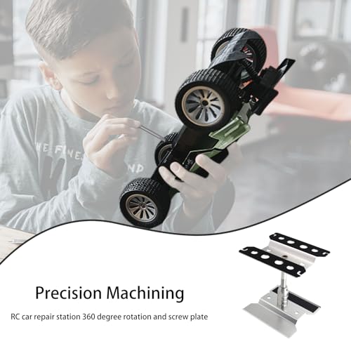 RC Car Stand RC Repair Stand 360 Degree Rotation Lift or Lower for Traxxas Arrma Redcat Axial RC4WD HSP Losi 1/8 1/10 1/12 1/16 Scale RC Crawler Car Truck Buggies (Silver) - color: Silver