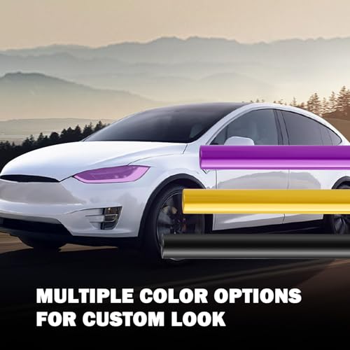 12×47" Car Headlight Tint Film,Self Adhesive Taillight Tint Film for Headlights/Fog Lights/Tail Lights,Waterproof Non-Marking Tail Light Tints Films Kit with Squeegee & Cutter (Purple) - color: Purple