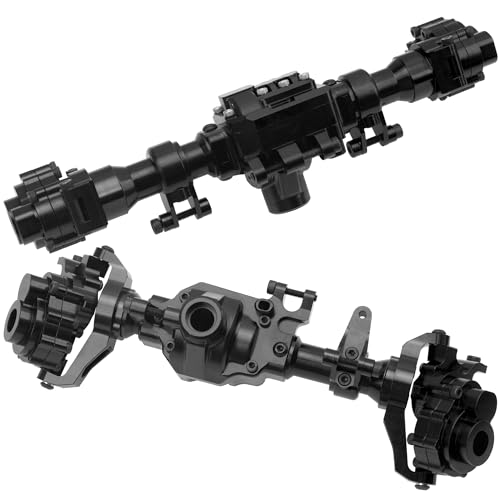ShareGoo Aluminum Alloy Front & Rear Portal Axle Housing Set Compatible with Traxxas TRX4 Defender Bronco 1/10 RC Crawler Car Upgrades Part (Black) - color: Black