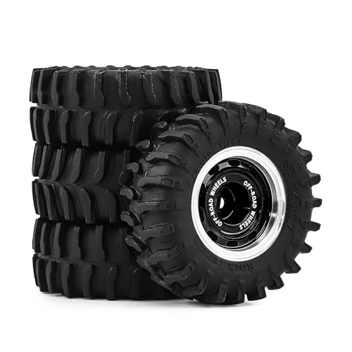0.7" Aluminum Beadlock Wheels and Tires Set for 1/30 Axial SCX30 RC Crawler – Upgrade Parts (Black-299) - color: Black-299