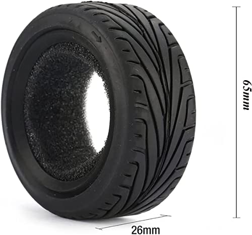 4PCS RC Car Rubber Tires and Plastic Wheels Rims Compatible with 1/10 Scale On Road Touring Racing Flat Drift Car for HSP HPI Tamiya Sakura (Green) - color: Green
