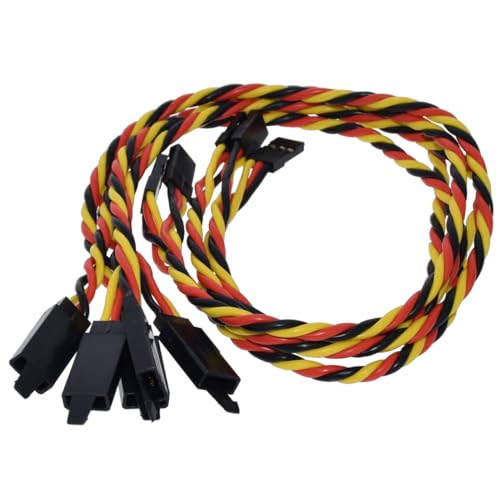BackBayRC - 20awg Twisted Servo Extension Cable w/Safety Clip - 100 Strands for RC Vehicles, Drones, E-Bikes - 8 Lengths / 5 Wires per Pack (30CM / 12in) - style: 30CM / 12in