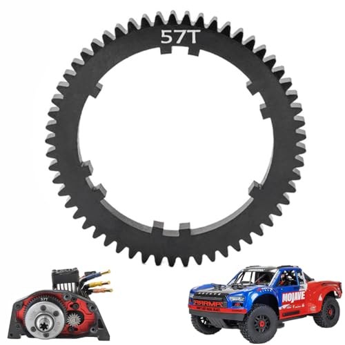 Reinforced Steel 57T Spur Gear for Arrma Mojave 4S 4X4 BLX 1/8 RC Car Upgrades Parts(Black)