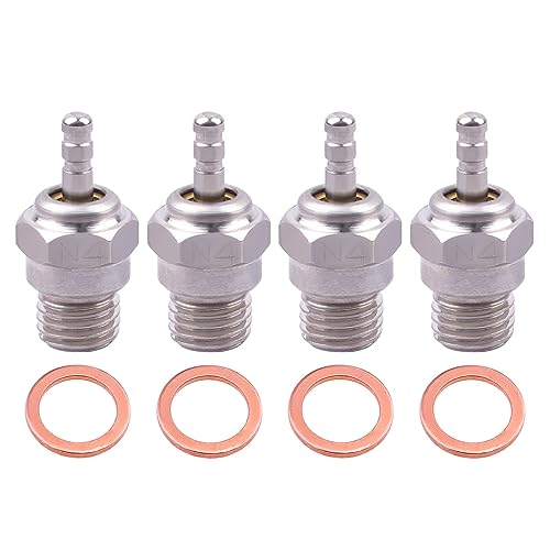 N4#4 NO.4 Glow Plug 70117 Medium Hot Spark Nitro Engine Parts for Traxxas HPI HSP Kyosho Redcat 1/8 1/10 RC Car Truck Buggy Replace OS 8 (4PCS)