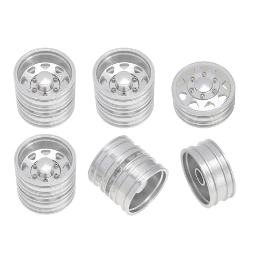 RC Replacement Parts for Tamiya 1/14 6PCS Wheel Tire Complete Set Metal Front and Rear Hub RC Trailer Tractor Truck Car Upgrade Parts