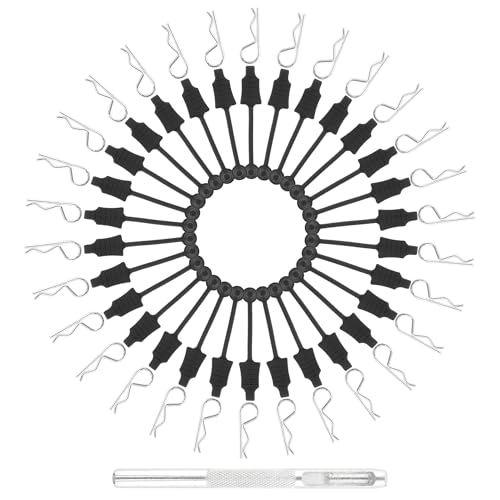 30 Pieces 1.0mm RC Cars Body Clips with Pull Tabs for Universal 1/14 1/16 1/18 SCX24 Remote Control Trucks & 1 PCS Hole Puncher Reamer for RC Body Shell Drills Tool - size: 1.0mm