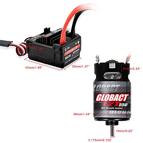 GLOBACT 550 12T Brushed Motor & 80A ESC Combo for 1/10 RC Truck Car-XT60 | BEC 5A 7.4V/6.4V - size: XT60 Plug