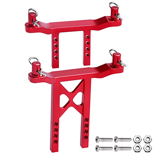 Metal Aluminum Front & Rear Body Mounts Posts for 1/18 Traxxas LaTrax Teton SST, Replace Parts 7615 (Red) - color: Red