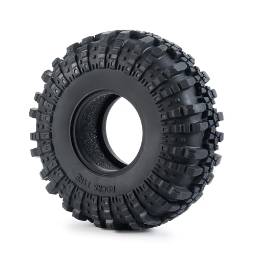 RCLIONS 4PCS 1.9inch RC Crawler Tires Rubber Wheel Tyre 110mm/4.3" with Foam Insert for 1/10th AXIAL SCX10,TRX4,SCX10 II,D90,D110