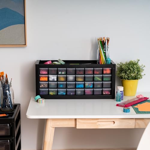 IRIS USA 32-Drawer Tool Organizer, Nuts & Bolts, Small Parts, Black | Wall mountable, Stackable, Hardware, Electronics, Teacher Toolbox, Small Parts, Nuts & Bolts, Screws - color: Black, size: 32 Drawer
