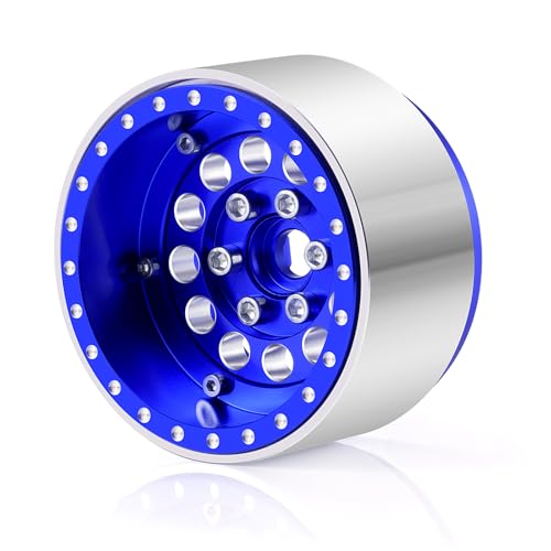 RCLIONS 4PCS Aluminum 1.9" Beadlock Wheels Deep Dish Wheel Rims Upgrades for Axial SCX10 I II III TRX4 GEN7 GEN8 1/10 RC Crawler Truck Car (Blue) - color: Blue