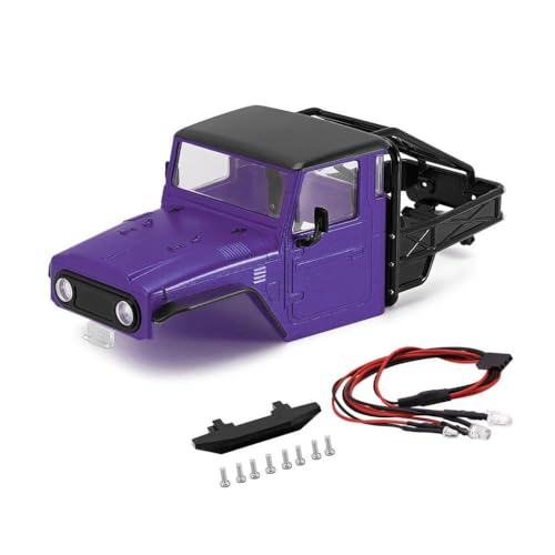 1/18 Scale RC Crawler Hard Body Shell with Roll Cage Compatible with Bronco Style Off Road Vehicles IR40 Model(Unassembled Purple) - color: Unassembled Purple