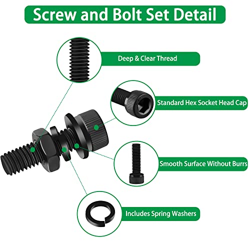 860Pcs M2-M5 Metric Screws, 12.9 Alloy Steel Hex Bolts & Nuts Kit | High-Tensile,M2 M3 M4 M5, Hex Socket Head Cap Bolts & Nuts Kit, With Lock & Flat Washer & Wrench, For 3D Printing,DIY, Home - size: M2 M3 M4 M5 860pcs 3