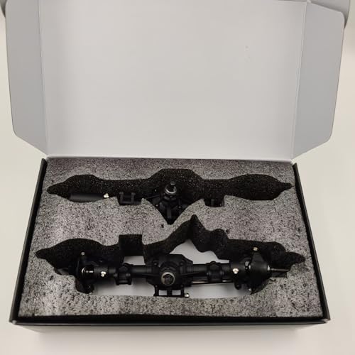 Nylon Front Rear Axle Set with Steel Reverse Bevel Gear for 1/10 RC Crawler SCX10 II 90046 47 R-G-T 86100 Upgrade Part(Black