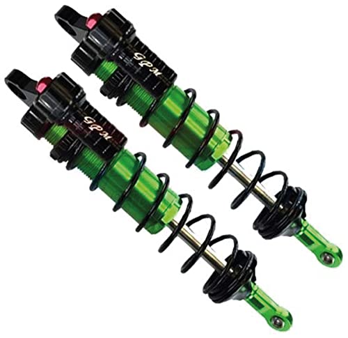 GPM 2Pc Set Upgrades Aluminum 6061-T6 Rear L-Shape Piggy Back Adjustable Spring Dampers 143Mm For 1/8 4Wd Sledge Monster Truck (95076-4) Rc Cars (green)