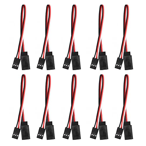 Servo Extension Cable 3 Pin Brass Core High Conductivity Flexible Durable Wire for RC Cars Drones Helicopters Aircraft 10PCS Set (200mm Male to Female) - size: 200mm male to female