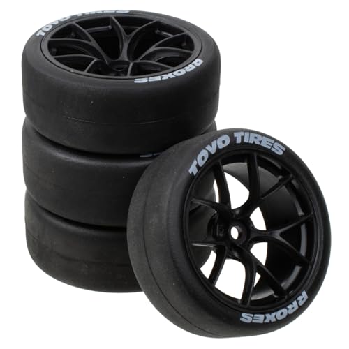 1/10 On-Road RC Car Wheel Rims & Rubber Tire 12mm Hex for Traxxas Nitro 4-Tec 2.0 Tamiya TT-01 / TT-02 HSP HPI (Black) - color: Black