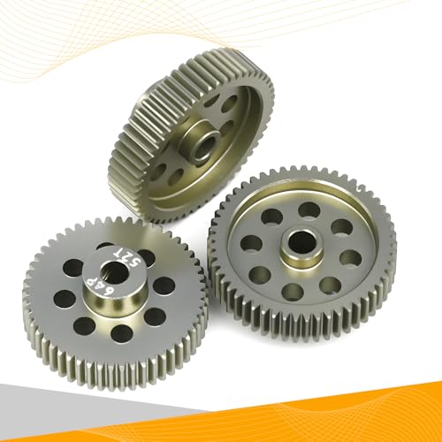 64P Pinion Gear 3.175mm Shaft 7075 Aluminum Alloy Motor Gears,0.6 Metric Pitch 52 53 54T with 1/8 Hole Pinion Gear Compatible with 1/10 Arrma HPI Kyosho Losi Axial Traxxas Tamiya RC Car - size: 52 53 54T