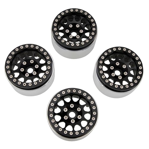 MEUS RACING 1.9 Beadlock Wheels Rims Deep-Dish Wheel for Axial SCX10 Traxxas TRX4 Vanquish VS4-10 Redcat Gen8 1/10 RC Crawler Upgrades (Style A, Black) - color: Style A, Black