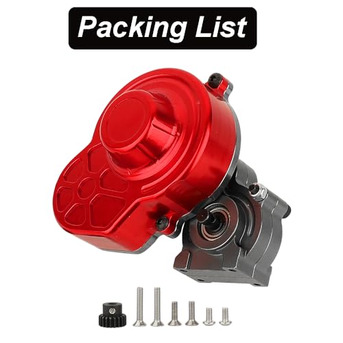 All Metal Complete Gearbox Transmission with Motor Gears for 313mm Wheelbase 1/10 RC Crawler Truck Axial SCX10 & SCX10 II DIY Upgrade Parts (red-Titanium) - color: Red-titanium
