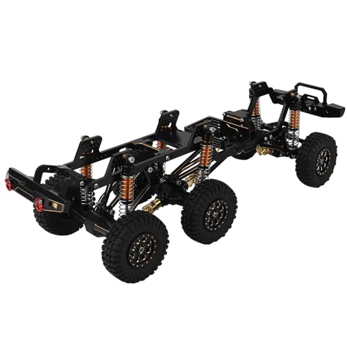TRX-4M 6x6 RC Chassis Frame with Axles Transmission Wheels Skid Plate DIY for TRX4M 1/18 RC Crawler Metal Upgarde Parts (Black) - color: Black