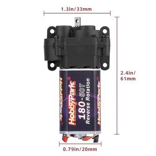 HobbyPark 180 Brushed Motor w/Transmission Gearbox Including 49.4:1 Gears & Stainless Steel Pinion 11T Assembly for Traxxas TRX4M 1/18 RC Crawler Car Upgrades (50T)