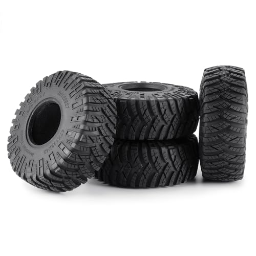 4PCS/Set 1.9" Aluminium Beadlock Wheel Tire Set with Foam Insert for 1/10th AXIAL SCX10 TRX4 Gen8 SCX10-II AXI90046,SCX10-III,D90 RC Crawler Truck Car Upgrade (Blue) - color: Blue