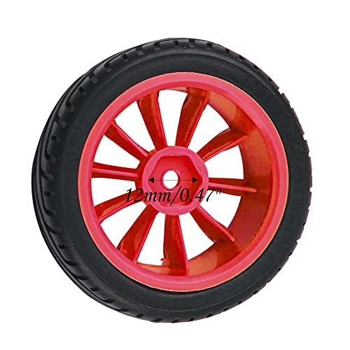 10-Spoke RC 12mm Hex Hub Wheel Rims & Rubber Tires Compatible with HSP Tamiya HPI Kyosho 1/10 On-Road Touring Car,WLtoys 1/14 144001 Traxxas 1/16 Slash RC 1/18 A959B Buggy (Red) - color: Red