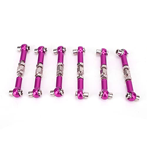 6 Pcs Adjustable Servo Links Tie Rod Set High Precision Aluminum Alloy RC Car Accessories for 1/10 1/12 Buggy Touring Drift Cars Red Purple Black Dark Blue Light Blue (Purple) - color: Purple