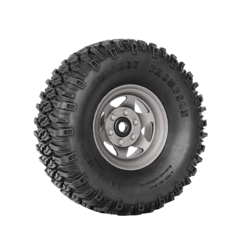 4PCS 1.55 Inch Aluminum Alloy Beadlock Wheel Rim Tyre and 95mm Rubber Tires Set for 1/10 RC Rock Crawler Car Upgrade Parts for Tamiya Axial AX90069 D90 TF2 CC01 LC70(6Spoke-Grey) - color: 6spoke-grey