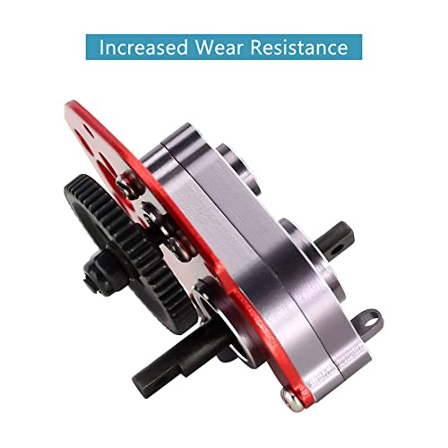 INJORA CNC Aluminum Complete Transmission Gearbox for SCX24 AX24, Red - color: Red