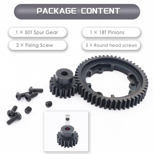50T Spur Gear 1 Mod and 18T Pinion Gear Fit for Traxxas X Maxx | Hardened Steel Construction,Replace 6448,Compatible with XO 1,Maxx and E Revo 2.0,CNC Precision Machining - size: 50T+18T