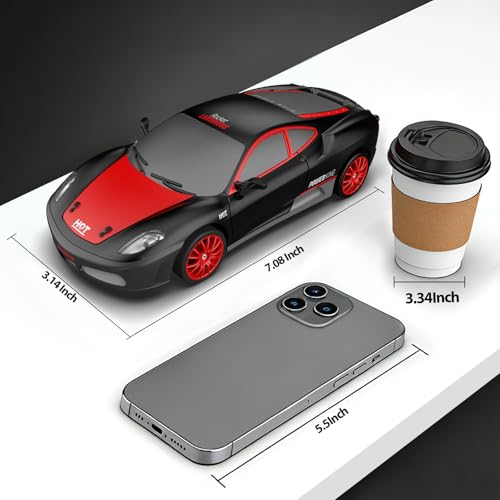 Remote Control Car RC Drift Car 2.4GHz 1:24 Scale 4WD 15KM/H High Speed Model Vehicle with LED Lights Drifting Tire Racing Sport Toy Car for Adults Boys Girls Kids Gift 2Pcs - color: G-black